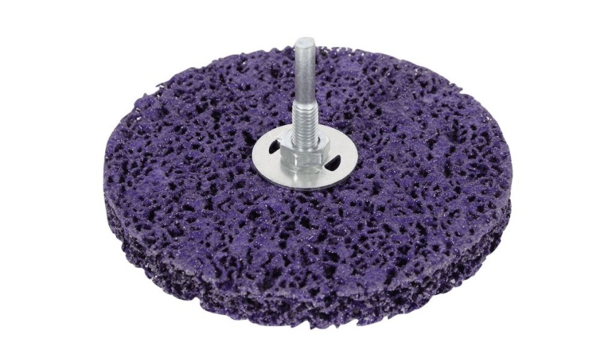 Диск шлифовальный «коралл» для дрели 125мм фиолетовый (мягкий) с осью фото 1