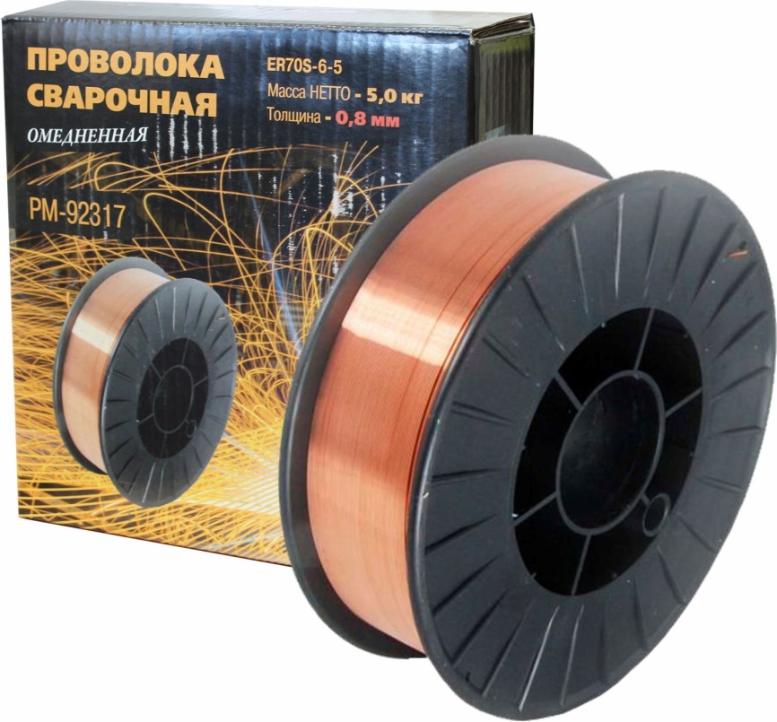 Проволока сварочная омедненная (5,0кг) 0,8мм ER70S-6-5 в коробке Русский Мастер фото 1