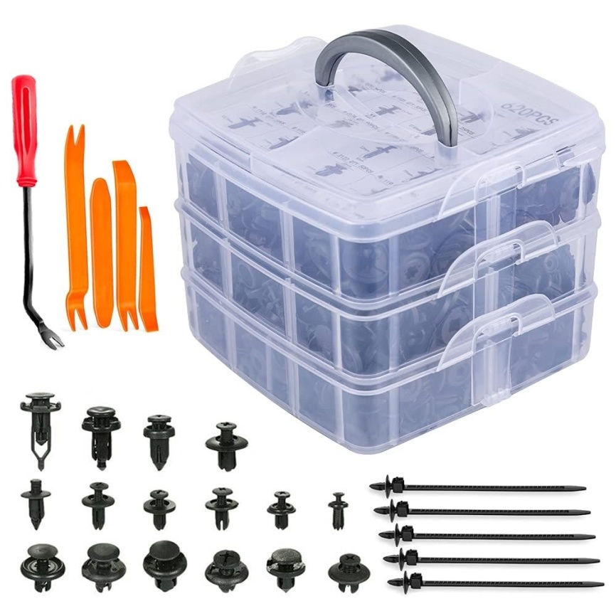 Набор клипс в кейсе 620 шт (большой) 16 видов + набор съемников фото 1