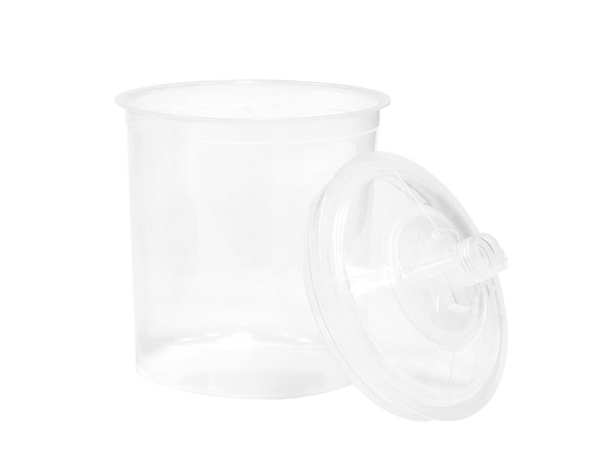 Одноразовый пластиковый бачок с крышкой и встроенным ситечком 190мк 600мл, уп. 50шт JETA фото 1