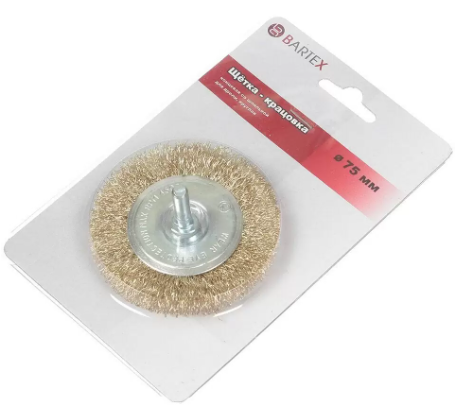 Щетка для дрели Bartex, 75 мм, плоская со шпилькой фото 1