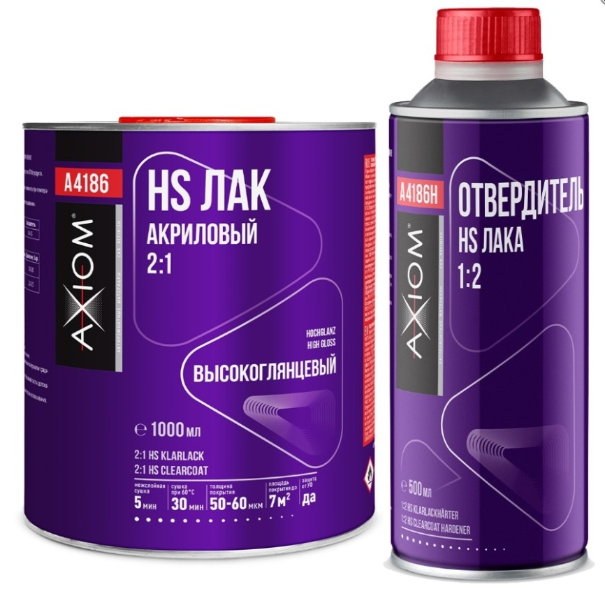 Лак HS 2+1 акриловый с отвердителем AXIOM (1л+500мл) фото 1