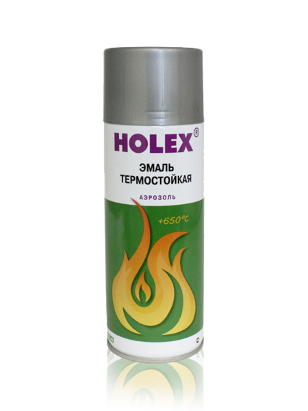 Эмаль Термостойкая серебристая аэрозоль HOLEX 520мл фото 1